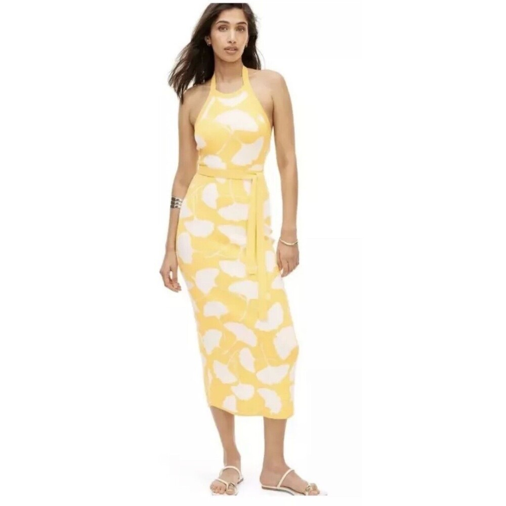 DVF Diane Von Furstenberg X Target Halter Knit Ginkgo yellow Midi Dress XXS NWT